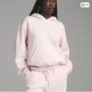 SKIMS Classic Fleece Cotton Hoodie - Barely Pink